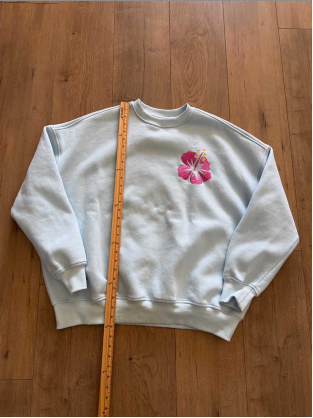 Sunkissed Coconut Icy Blue Hibiscus Beach Embroidered Crewneck Sweatshirt Sz L - Picture 8 of 8